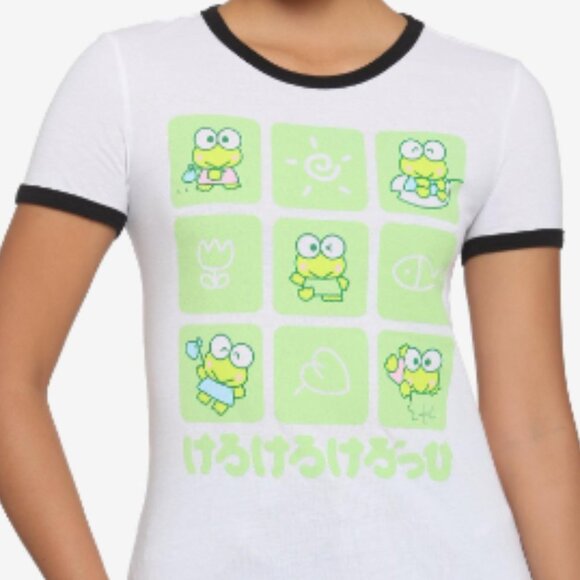 NWT - Keroppi Grid Girls Ringer T-Shirt - SZ 2X - Picture 1 of 3